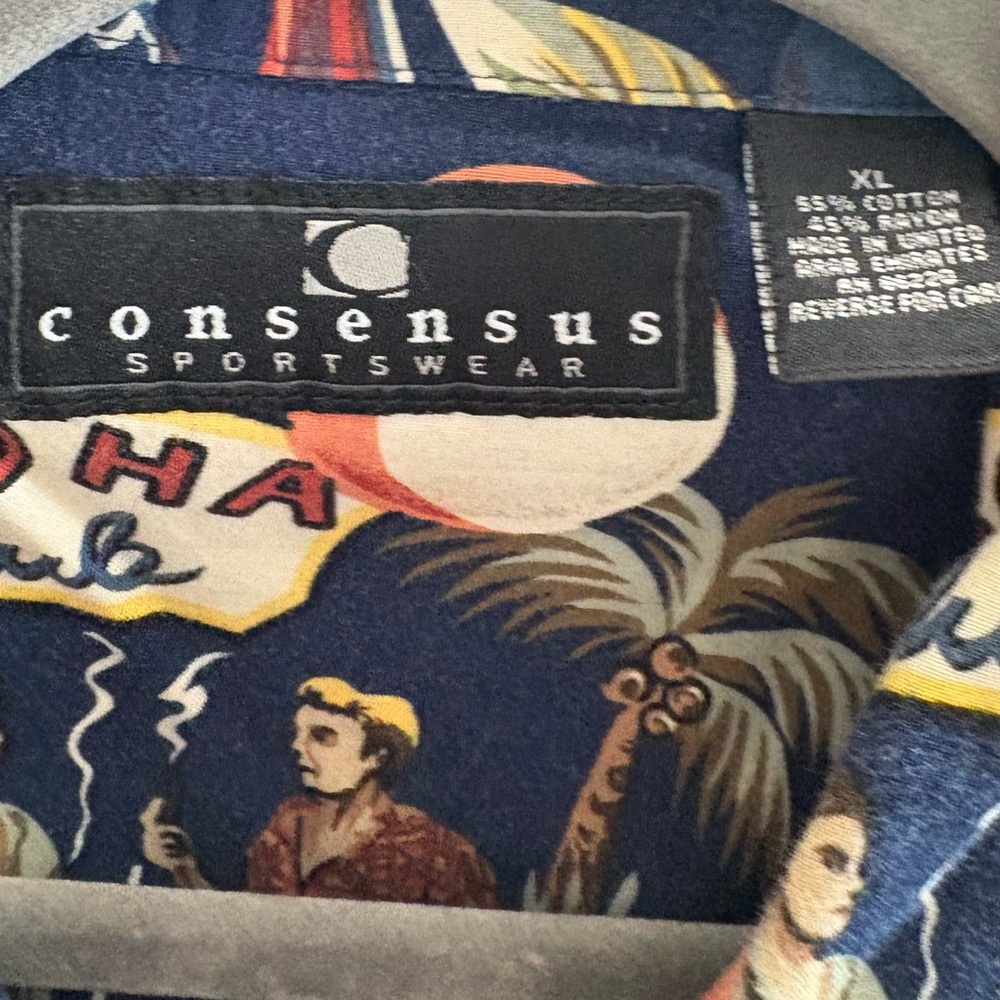 Consensus Sportswear Blue Pool Hall Billiards Hawaiian Shirt XL - Picture 3 of 4